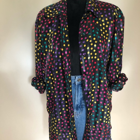 SOLD Josephine Colorful Polkadot Button Down - Picture 6 of 9